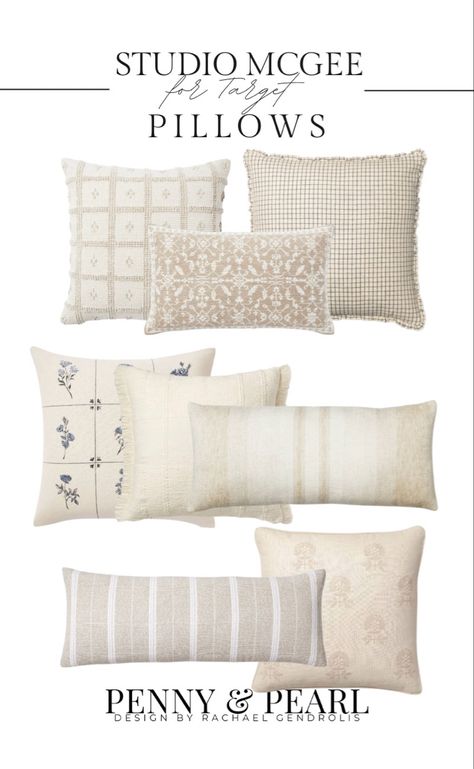 Studio Mcgee Throw Pillows, Studio Mcgee Pillow Styling, Target Pillow Combinations, Neutral Pillow Combinations, Studio Mcgee Pillows, Target Throw Pillows, Target Pillows, Textured Pillows, Bed Pillow Sizes