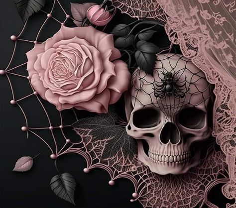 Skull Pattern Wallpaper, Emo Pics, Gothic Art Prints, Halloween Plants, Sugar Skull Wallpaper, Sugar Skull Artwork, Floral Halloween, Simple Street Style, Gothic Flowers