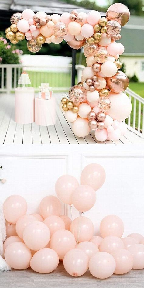 Orange Balloon Garland, Balloon Wedding, Orange Balloons, Balloon Chain, Gold Confetti Balloons, Rose Gold Confetti, Metallic Balloons, Rose Gold Balloons, Garland Arch