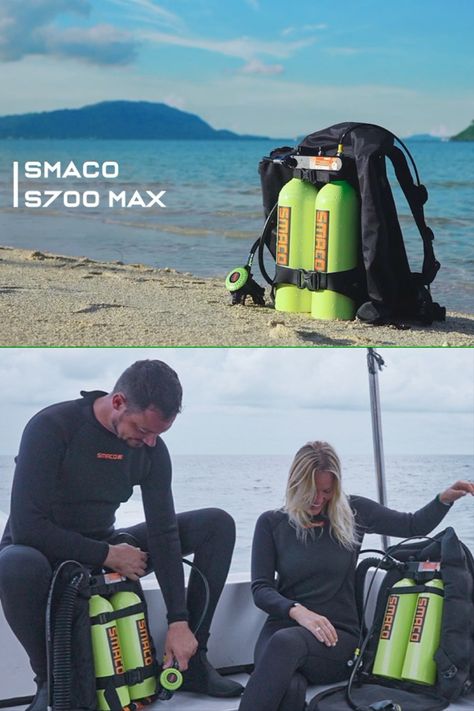 If you're looking for a straightforward and easy-to-use scuba tank for diving, consider the @SMACOSports S700MAX. This scuba tank is designed like a backpack and is perfect for underwater exploration. It has a unique double tank and regulator setup, which allows for longer dives. The backpack also helps you control your buoyancy and move easily underwater. Click on the photo to learn more😉 Underwater Exploration, Scuba Tank, Scuba Gear, Scuba Diving, Diving, Backpacks