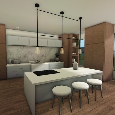 Bloxburg Kitchen Minimalist, Modern House Kitchen Bloxburg, Farmhouse Kitchen Ideas Bloxburg, Blocksburg Kitchen Ideas Modern, Bloxburg Kitchen Ideas Modern No Gamepasses, Bloxburg Kitchen No Advanced Placing, Bloxburg Apartment Kitchen Ideas, Bloxburg Kitchen Ideas 3x4, Modern Bloxburg Kitchens