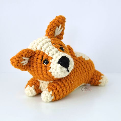 Milo the Baby Corgi Free Crochet Pattern By Elisa's Crochet Dog Free Crochet Pattern, Crochet Corgi Pattern Free, Corgi Crochet Pattern Free, Corgi Crochet Pattern, Crochet Corgi, Granny Square Bags, Corgi Sploot, Corgi Ornament, Baby Corgi