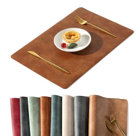 PRICES MAY VARY. Material & Size: Cowhide Pattern PU Leather, Thickeness 0.08 inch/ 0.2 cm, Effectively Protects Your Table., Waterproof & Stain-Proof & Heat-Resistant , 17″× 11.8″(43CM × 30CM). Double-Sided Disign: The Rectangle Placemats Adopts Double-Sided Thickened Design of Washed Cowhide Texture, Both Sides can Used. Available in Seven colors, Great for Busness Party, Holiday Gatherings, Family Dinner. Easy Care: If stains stuck on the placemats, simply wipe or rinse clean and wipe dry. (N Wine Carrier Bags, Rectangular Placemat, Leather Placemats, Cowhide Pattern, Keyboard Mat, Wine Carrier, Product Presentation, Dinner Easy, Linen Textile