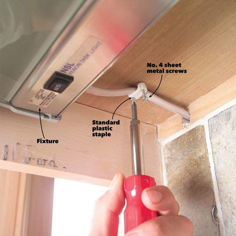 How to Install Under Cabinet Lighting in Your Kitchen (DIY) Cabinet Lighting Diy, Kitchen Under Cabinet Lighting, Bathroom Lighting Design, Kitchen Lighting Design, Home Electrical Wiring, Cabinets Makeover, Cabinet Lights, Kitchen Lighting Ideas, Diy Electrical