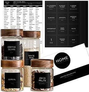 v2croft 168 Pantry Labels for Containers, Minimalist Farmhouse Style, Black Matte Stickers White Fine Line Text, Preprinted Waterproof Label for Jars, Bottles & Canisters Organization Storage Chalkboard Pantry Labels, Kitchen Pantry Labels, Tiny Pantry, Modern Pantry, Pantry Jars, Minimalist Farmhouse, Storage Labels, Food Storage Container Set, Organization Storage