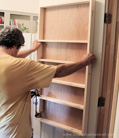 Build your own affordable pantry door organizer with some wood and a few basic tools. It's easier than you think and you'll love the extra storage! New Home Necessities, Door Pantry Organizer, Pantry Door Storage, Pantry Redo, Pantry Door Organizer, Ladder Shelf Diy, Small Kitchen Pantry, Pantry Organizer, Shelves Wood