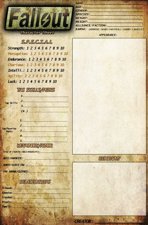 Fallout Character Sheet Fallout Ttrpg, Fallout Diy, Fallout Birthday, Fallout 4 Funny, Fallout Party, Fallout Theme, Fallout Oc, Fallout Props, Fallout Posters