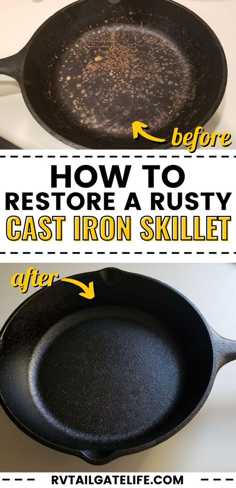 Cleaning Rusty Cast Iron, Rusted Cast Iron Skillet, Reseason Cast Iron, Rusty Cast Iron Skillet, Afro Hairstyles Women, Cleaning Cast Iron Pans, Restore Cast Iron, Cleaning Cast Iron Skillet, Season Cast Iron Skillet