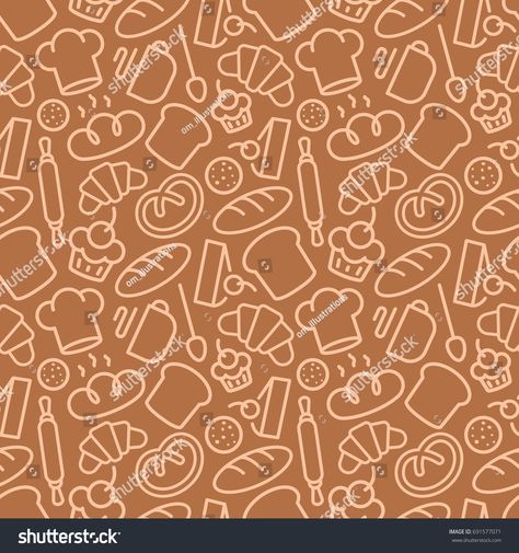 Bakery seamless pattern consisting of food and baking accessories line style for use decoration identity food market, cafe, bread house, cupcake firm, coffee shop, loaf store Zine Pack, Logo Design Inspiration Vintage, Music Logo Design, Bread Shop, Logo Design Inspiration Creative, Design Studio Logo, Flower Logo Design, Logo Design Free Templates, Food Logo Design