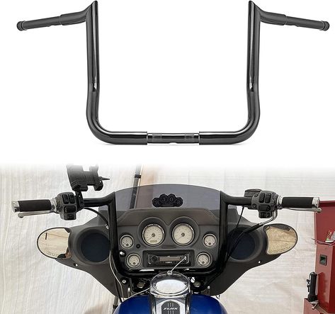 WeiSen 1-1/4" Gloss Black 14" Rise Monkey Bar Ape Hangers Handlebar Compatible with 1986-2023 Harley Davidson Bagger Touring Street Glide, Electra Glide, Ultra Limited Low Harley Davidson Bagger, Harley Wide Glide, Ape Hanger Handlebars, Harley Bagger, Street Glide Harley, Monkey Bar, Harley Davidson Baggers, Harley Davidson Parts, Ape Hangers