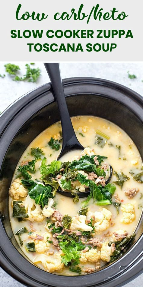 Low Carb Zuppa Toscana Soup, Crockpot Zuppa Toscana, Copycat Soup, Zuppa Toscana Soup, Toscana Soup, Low Carb Slow Cooker, Low Carb Snack, Low Carb Diets, Healthy Slow Cooker