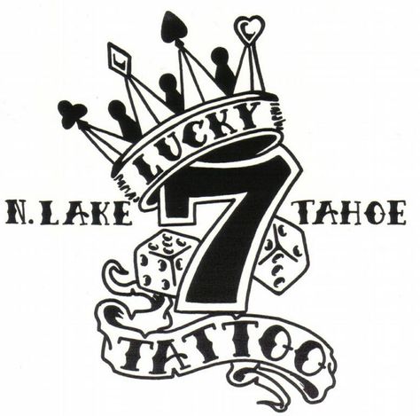 Number 7 With Crown Tattoo, Lucky 7 Tattoo Design, Lucky 7 Tattoo, Coronas Tattoo, Luck Tattoo, 7 Tattoo, Gambling Gift, 7 Logo, Gambling Machines