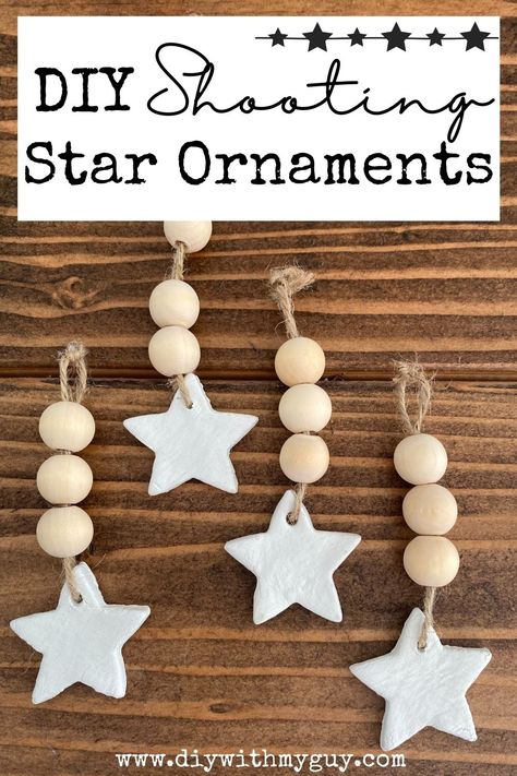 DIY Shooting Star Clay Ornaments - Scandi Christmas - DIY With My Guy Air Clay Ornaments, Diy Air Clay, Neutral Christmas Tree, Air Clay, Star Ornaments, Tree Themes, Neutral Christmas, Diy Christmas Tree Ornaments, Scandi Christmas