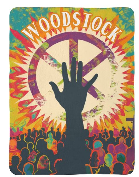 Immerse yourself in the spirit of the 1969 Woodstock music festival with our Vintage Woodstock Concert Blanket. This throw features a vibrant reproduction of a classic poster from the iconic hippie era, capturing the essence of peace, love, and music. Perfect for lovers of bohemian, vintage, and hippie styles, this blanket adds a touch of historical nostalgia to any space. Whether used to cozy up during chilly evenings, as a wall hanging in a themed room, or as a functional piece of art at music festivals, it serves as a stunning tribute to a pivotal moment in cultural history. Crafted from high-quality materials, it ensures warmth and comfort while standing the test of time. Deck out your space or gift it to a fellow music lover and keep the legacy of Woodstock alive. Made with 100% polye Woodstock Concert, 1969 Woodstock, Hippie Styles, Camping Vintage, Woodstock Music, Woodstock 1969, Woodstock Festival, Hippie Aesthetic, Classic Poster