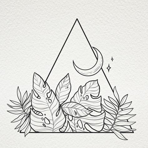 Tropical leaves and monstera tattoo design line art cute plant mom Plant Geometric Tattoo, Tiny Monstera Tattoo, Geometric Botanical Tattoo, House Plant Tattoos, Tropical Plants Drawing, Plants Tattoo Design, Monstera Tattoo Design, Monstera Leaf Drawing, Rainforest Tattoo