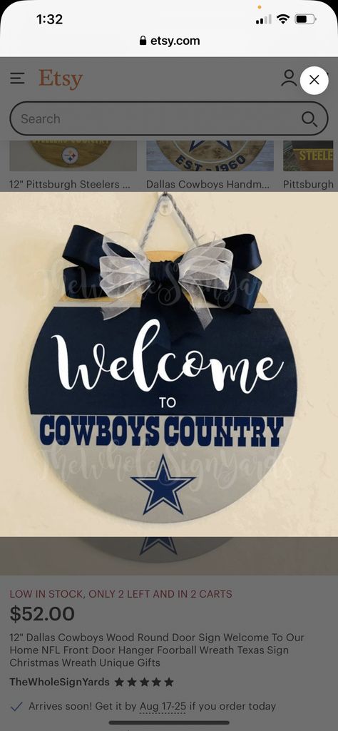 Cowboys Door Sign, Dallas Cowboys Door Hanger, Texas Signs, Round Door, Wood Rounds, Door Sign, Door Signs, Dallas Cowboys, Door Hanger