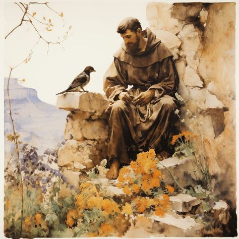 St Francis Of Assisi Art, Francis Of Assisi Art, Catholic Artwork, Saint Francis Of Assisi, St Francis Of Assisi, Jesus And Mary Pictures, Catholic Images, Christian Artwork, Faith Art