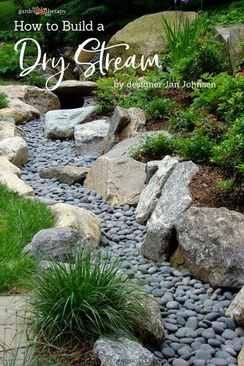 Stream Garden, Dry Stream, Backyard Stream, Stone Patio Designs, Dry River, Garden Therapy, Rock Garden Design, Rock Garden Landscaping, Have Inspiration