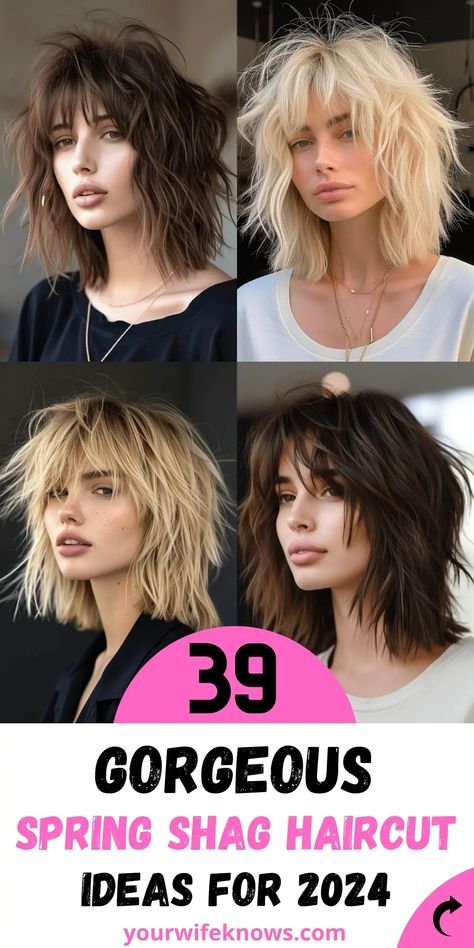 Mid Length Shag Haircut, Corte Shag, Straight Hair With Bangs, Shag Haircut Ideas, Hairstyle Guide, Medium Shaggy Hairstyles, Modern Shag Haircut, Short Haircuts With Bangs, Shaggy Long Hair