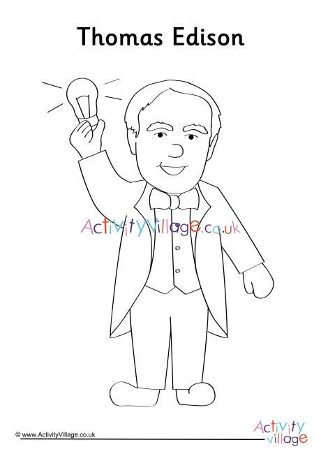 Thomas Edison Colouring Page Benjamin Franklin Activities For Kids, Thomas Edison Activities, Thomas Jefferson Coloring Page, Famous Inventors For Kids, Thomas Edison Inventions, Thomas Alva Edison, Alva Edison, Thomas Edison, Simple Pictures