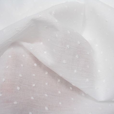 100% Cotton Dotted Swiss Voile - White | Higgs & Higgs | UK Fabric Cotton Voile Fabric, Baby Cradle, Voile Fabric, Swiss Dot, Dress Hats, Cotton Voile, Free Samples, Dressmaking, House Ideas