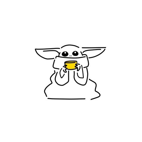 "Unite all fans, I must." By @lemonblanc #starwars #themandelorian #babyyoda #yoda #lemonblanc #illustration #lineart #linedrawing Grogu Simple Drawing, Yoda Line Drawing, Grogu Line Art, Simple Grogu Tattoo, Yoda Line Art, Star Wars Couple Tattoo Ideas, Mandalorian Line Art, Star Wars Illustration Minimalist, Star Wars Line Drawing