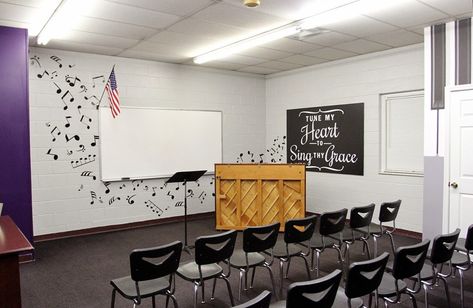 School Music Room Makeover | Less Than Perfect Life of Bliss | home, diy, travel, parties, family, faith School Music Room, Middle School Decor, Choir Classroom, Elementary Choir, Middle School Choir, Choir Room, Music Room Design, Cd Decor, Preschool Rooms