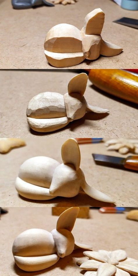 Small Wood Carved Animals, Woodcarving Ideas Simple, Wood Whittling For Beginners, Small Wood Carving Ideas, Whittling Projects For Beginners, Easy Wood Carving, Whittling Patterns, Whittling Ideas, Wood Figurine