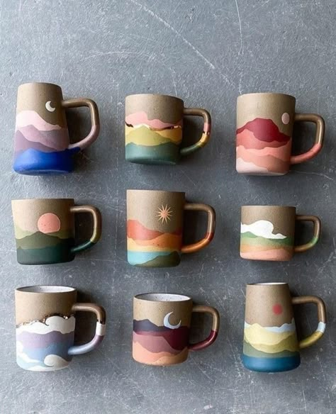 Glazed Pottery Painting Ideas, Hand Painted Mug For Boyfriend, Cup Painting Designs Mug Ideas, Paint Your Own Pottery Studio Design, Painting Ceramic Vases Diy, Pottery Coffee & Tea Cups, Pottery Painting Coffee & Tea Cups, Pottery Mug Designs Painted, Diy Paint Pottery