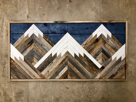 Mountain Wood Art, Mountain Wood Wall Art, Painted Wood Walls, Reclaimed Wood Wall Art, Wall Art Wood, Wood Wall Art Decor, Wood Mosaic, World Map Wall Art, Reclaimed Wood Wall