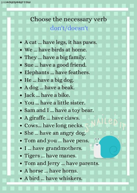 Negative Sentences, Video Crafts, 3rd Grade Homeschool, Homeschool Adventures, Verb To Have, English Grammar Exercises, Grammar Exercises, English Exercises, The Verb