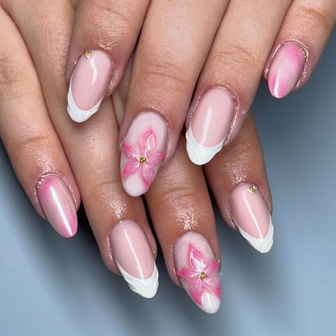 endless flowers I LOVE IT Sakura Flower Nails, Lily Nails Designs, Lily Flower Nails, Lily Nails, Lilly Flower, Sakura Flower, Nails Inspo, Lily Flower, Flower Nails