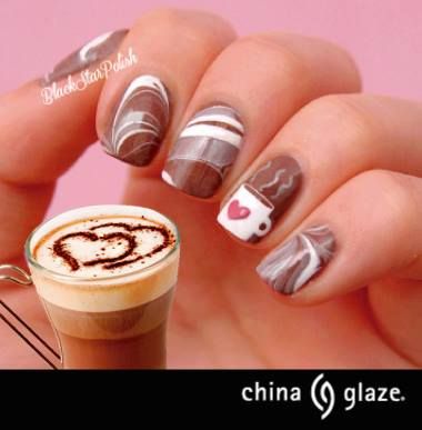 Coffe Nail Designs, Coffee Inspired Nail Art, Nail Coffee Design, Coffee Nails Designs Art Ideas, Coffee Themed Nails, Coffe Nail Ideas, Coffee Inspired Nails, Coffee Nail Designs, Coffee Nails Designs