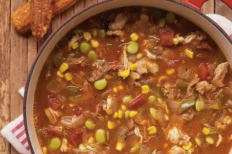 20 Old-School Recipes To Make When Company Is Coming Southern Living Brunswick Stew, Biscuit Toppings, Large Recipes, Brunswick Stew Recipe, Barbecue Sauce Chicken, Thick Stew, Hamburger Stew, Brunswick Stew, Bread Dishes