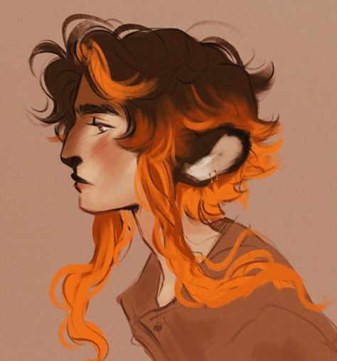 Faun Oc Male, Fae Oc Art, Firbolg Aesthetic, Deer Human Hybrid, Deer Satyr, Satyr Character Design, Deer Oc Human, Satyr Drawing, Ginger Character Design