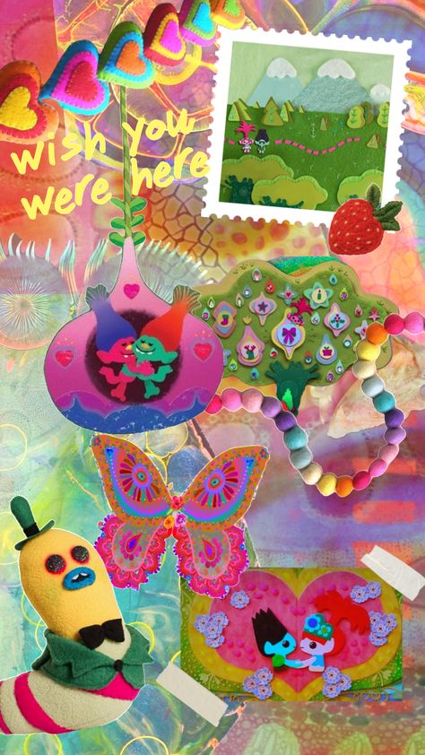 ask me what my favorite movie is at the moment 🌈☘️🌷 #trolls #trollsbandtogether #trollsworldtour #branch #poppy #broppy #trolls3 #mrdinkles #brozone #felt #crafts #whimsical #quirky #boost Trolls Aesthetic, Poppy Trolls, Poppy And Branch, Troll Party, Trolls Movie, Velvet Wallpaper, Favorite Movie, Original Collage, Felt Crafts