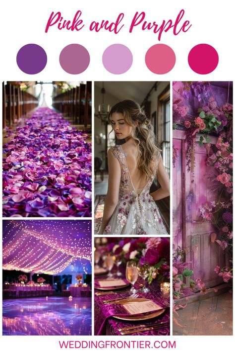 Pink Blue And Purple Wedding Theme, Purple And Pink Wedding Theme, Pink And Purple Wedding Theme, Purple Wedding Theme Ideas, Pink Indian Wedding, Mystical Wedding, Pink And Purple Wedding, Dark Purple Wedding, Pink Purple Wedding