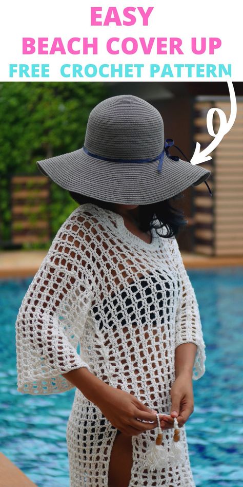 Free Crochet Bathing Suit Cover Up Pattern, Beach Coverup Crochet Pattern Free, Knitted Bathing Suit Cover Up, Free Crochet Cover Up Patterns For Women, Knit Summer Cover Up Pattern, Beach Cover Up Sewing Pattern, Beach Cover Crochet Pattern Free, Crochet Summer Beach Cover Up, Crochet Cover Up Top Free Pattern