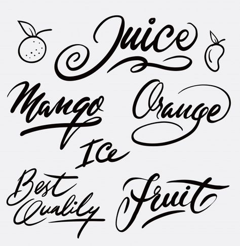 Fruit Typography, Hand Typography, Typography Logo Inspiration, Handwriting Calligraphy, Calligraphy Handwriting, Typography Inspiration, Vector Hand, Typography Logo, Logo Graphic