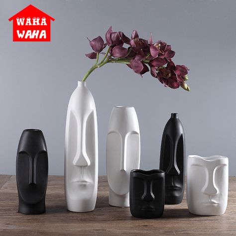 Cheap Vases, Buy Directly from China Suppliers:Nordic Minimalist Ceramic Abstract Vase Black and White Human Face Creative Display Room Decorative Figue Head Shape Vase Enjoy ✓Free Shipping Worldwide! ✓Limited Time Sale ✓Easy Return. Ceramic Abstract, Cheap Vases, Abstract Vase, Nordic Vase, Ceramic Face, Black And White Face, Face Vase, Creative Display, Head Vase