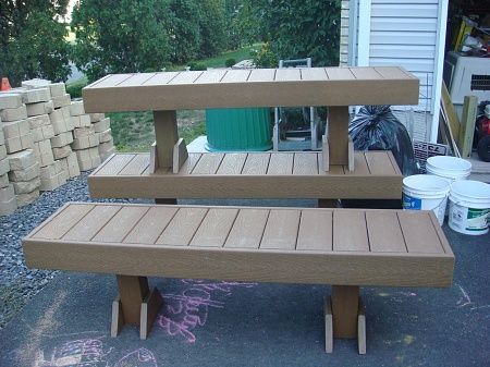 Make Benches from Scrap Composite Decking Trex Bench, Deck Benches, Composite Patio, Deck Bench, Deck Bar, Deck Planters, Dutch Barge, Composite Decking Boards, Retirement House