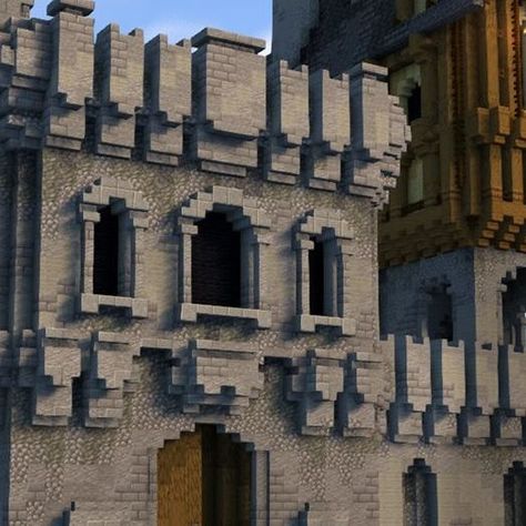 Minecraft Mega Structure, Castle Floor Plan Minecraft, Castle In Minecraft Ideas, Minecraft Castle Pillar, Castle Towers Minecraft, Medieval Minecraft Castle Builds, Castle Window Minecraft, Castle Decor Minecraft, Medieval Buildings Architecture