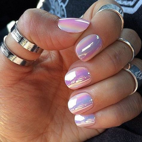 34 Amazing Chrome Nails Trends That Suit All Nail Design Gold, Chrome Nail Colors, Ombre Chrome Nails, Coffin Acrylic Nails, Wedding Acrylic Nails, Pink Chrome Nails, Water Color Nails, Pretty Nail Colors, Milky Nails