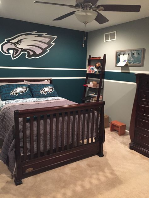 Philadelphia Eagles Room Ideas, Philadelphia Eagles Bedroom, Philadelphia Eagles Room, Eagles Bedroom, Philadelphia Eagles Man Cave, Furniture Bed, Philadelphia Eagles, Boy's Room, New Room