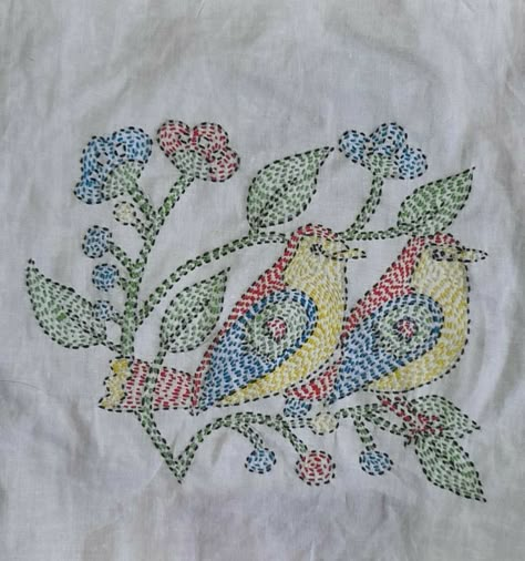 Kasida Work Embroidery Motif, Kantha Embroidery Designs Hand Stitching, Traditional Kantha Embroidery Designs, Katha Work Embroidery, Kantha Embroidery Designs Pattern, Running Stitch Embroidery Motif, Kantha Work Designs, Kantha Embroidery Designs Motifs, Kantha Embroidery Motifs Traditional Design