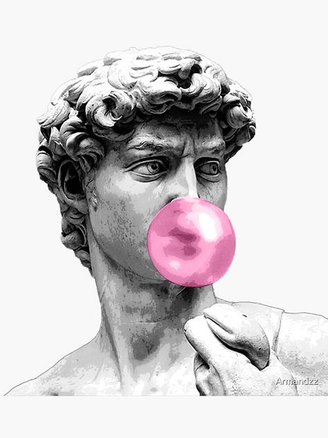 "David bubblegum aesthetic " Sticker by Armandzz | Redbubble Aesthetic Stickers Cool, Bubblegum Aesthetic, Ipad Case Stickers, David Statue, Stickers Cool, Bubblegum Pop, Aesthetic Png, Cool Tumblr, Sticker Aesthetic