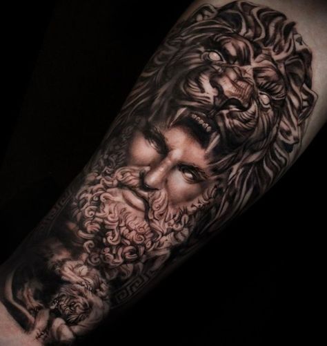 Hercules Tattoo, Tattoo Fixes, Faded Tattoo, No Regrets Tattoo, Black And Grey Tattoo, Blackout Tattoo, Up Tattoo, Old Tattoos, Tattoo Cover-up