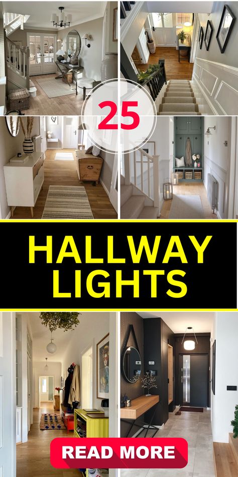 Top 25 Hallway Lights Ideas - Illuminate with Style & Elegance - placeideal.com Hallway Lights Ideas, Modern Hallway Lighting, Stairway Lighting Ideas, Entry Way Lighting, Entryway Pendant Lighting, Hallway Lights, Hallway Ceiling Lights, Hallway Chandelier, Modern Hall