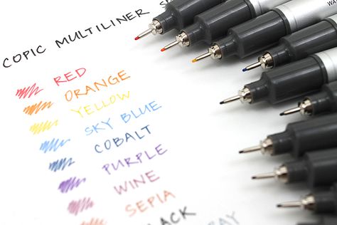 Copic Multiliner SP Pens - 0.3 mm - http://www.jetpens.com/Copic-Multiliner-SP-Pens/ct/1816 Pen Obsession, Coptic Art, Writing Samples, Copic Multiliner, Copic Pens, Chalk Sign, Visual Notes, Copic Art, Blue Cobalt