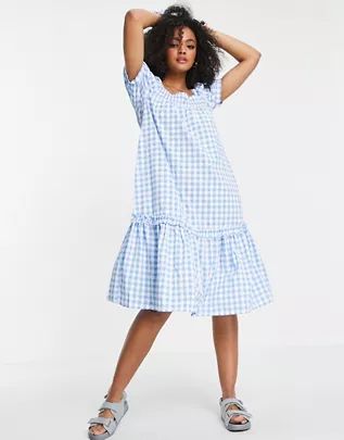 Women's Dresses Sale | Long & Short Dresses Sale | ASOS Gingham Trend, London Square, Short Long Dresses, Gingham Fashion, Peplum Hem, Gingham Print, Blue Gingham, Smock Dress, Women's Dresses